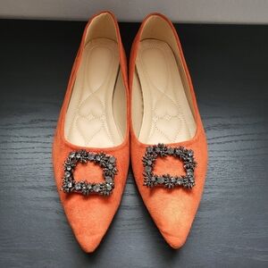 Orange Embellished Women's Size 13 Flats